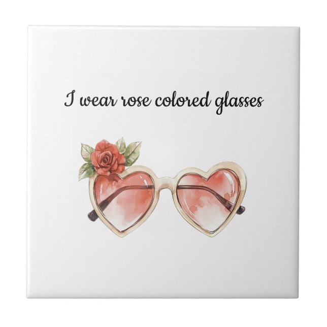 Rose Colored Sunglasses Ceramic Tile (Front)