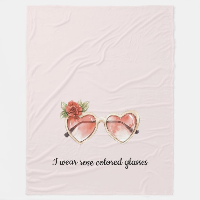 Rose Colored Sunglasses Fleece Blanket (Front)