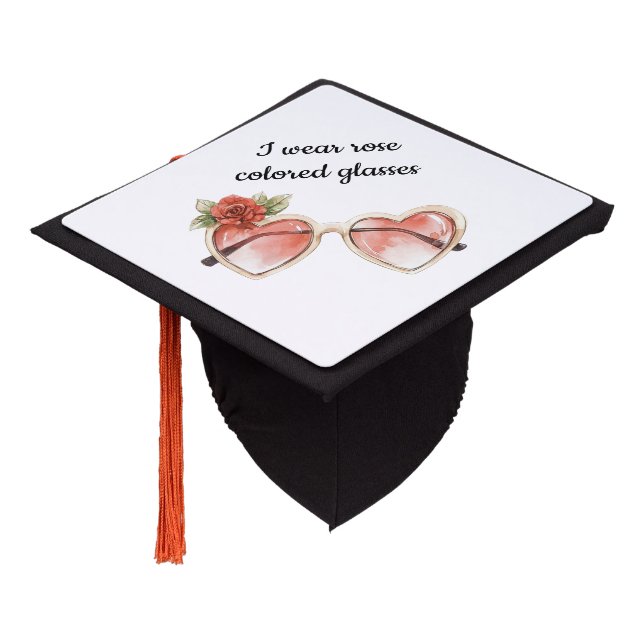 Rose Colored Sunglasses Graduation Cap Topper (Angled)