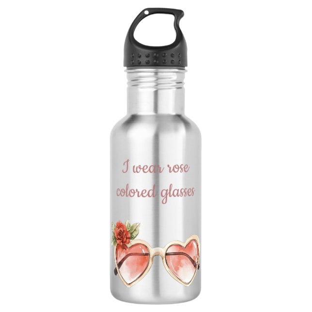 Rose Colored Sunglasses Stainless Steel Water Bottle (Front)