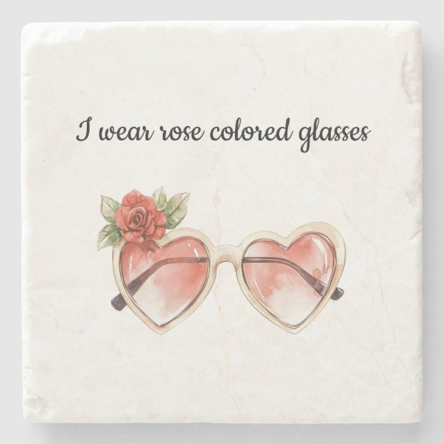 Rose Colored Sunglasses Stone Coaster (Front)