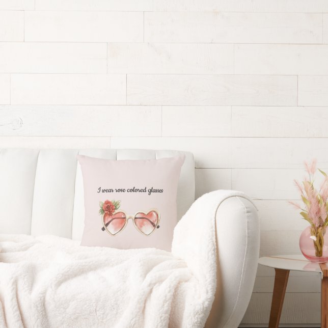Rose Colored Sunglasses Throw Pillow (Couch)