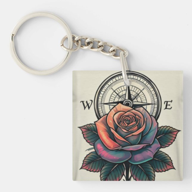 Rose Compass Bliss Keychain (Front)