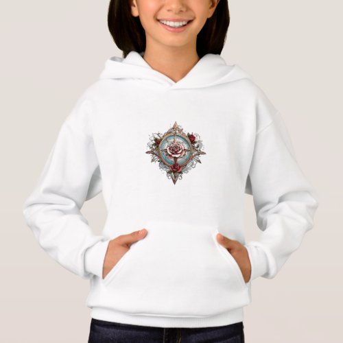 Rose Compass Inked Embodying Spirit Love and De Hoodie