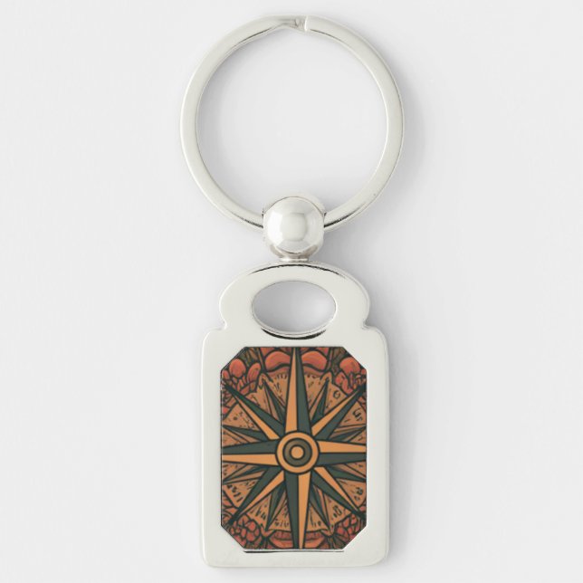 Rose Compass of Bliss Keychain (Front)