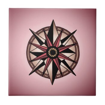 Rose Compass Star Ceramic Tile by thatcrazyredhead at Zazzle