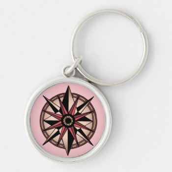 Rose Compass Star Keychain by thatcrazyredhead at Zazzle