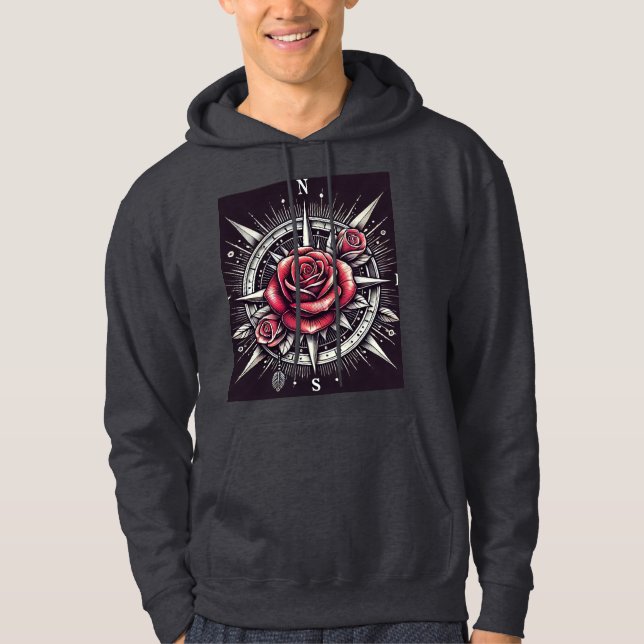 Rose Compass Tattoo Hoodie (Front)