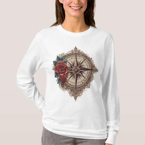 Rose Compass Threads Navigate Life with Style and T_Shirt