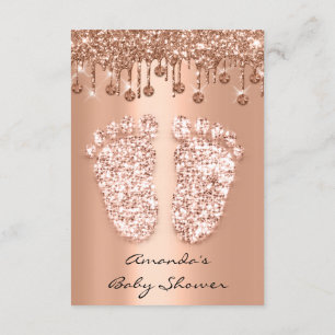 Rose Copper Baby Girl Boy Shower Feet Drips Invitation
