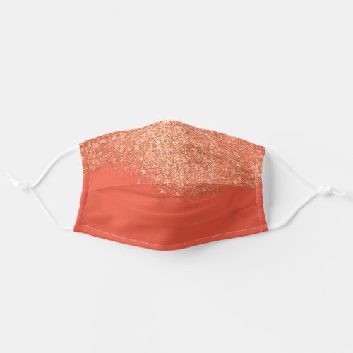 Rose Copper Glitter Effect Glam Elegant Orange Adult Cloth Face Mask