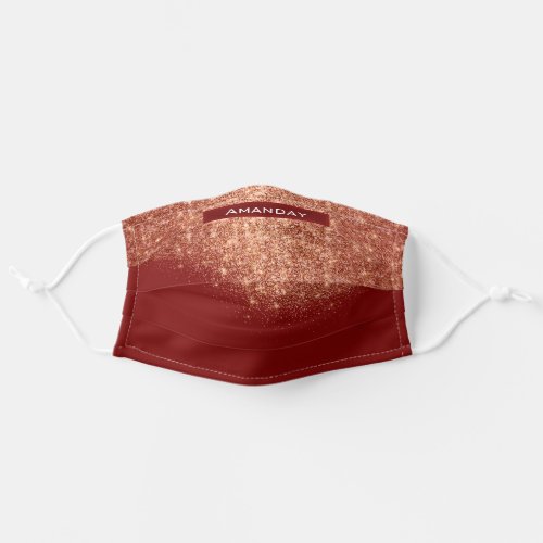 Rose Copper Glitter Effect Name Burgundy Covid_19 Adult Cloth Face Mask