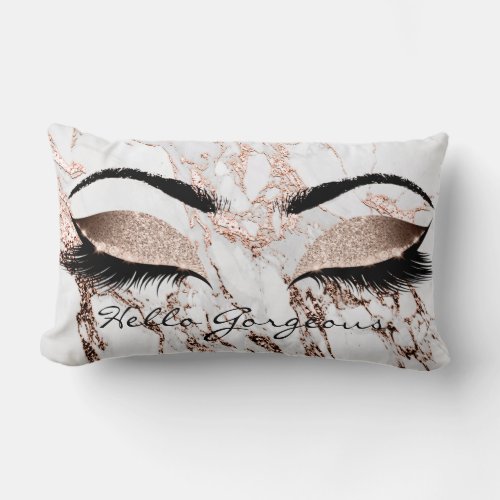 Rose Copper Marble Makeup Lashes Hello Gorgeous Lumbar Pillow