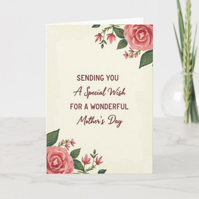 Rose Coral Mothers Day Art Card (Front)