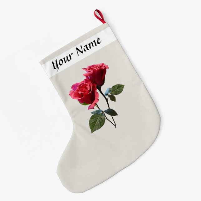 Rose Couple Large Christmas Stocking (Back (Hanging))