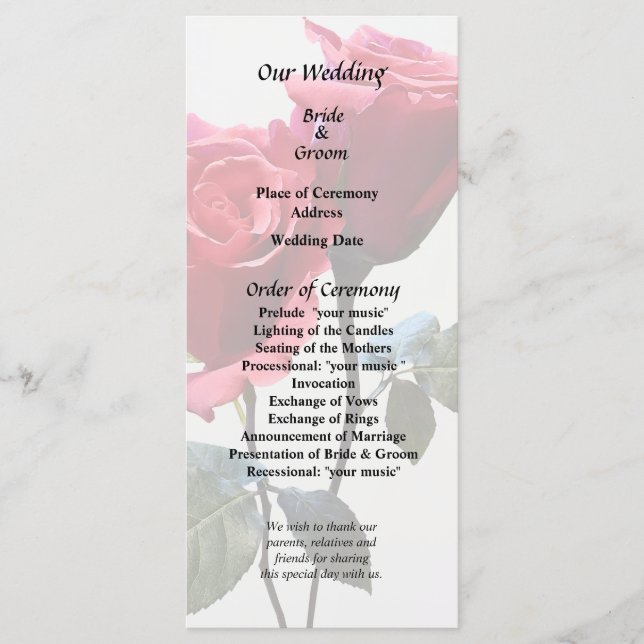 Rose Couple Program (Front)