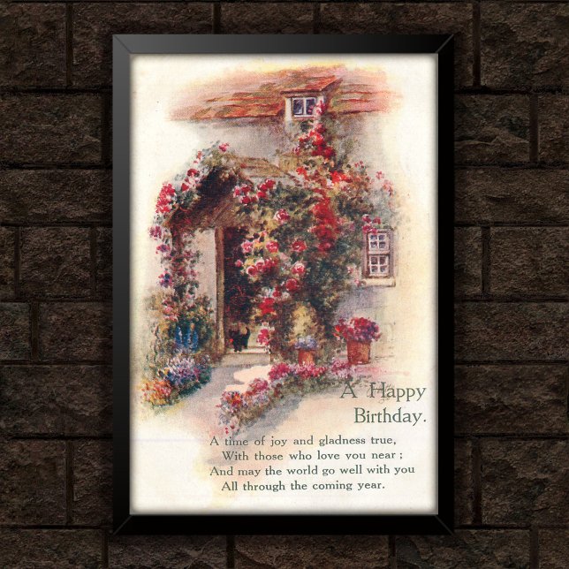 Rose Covered Cottage Vintage 1920 Birthday  Poster (Creator Uploaded)