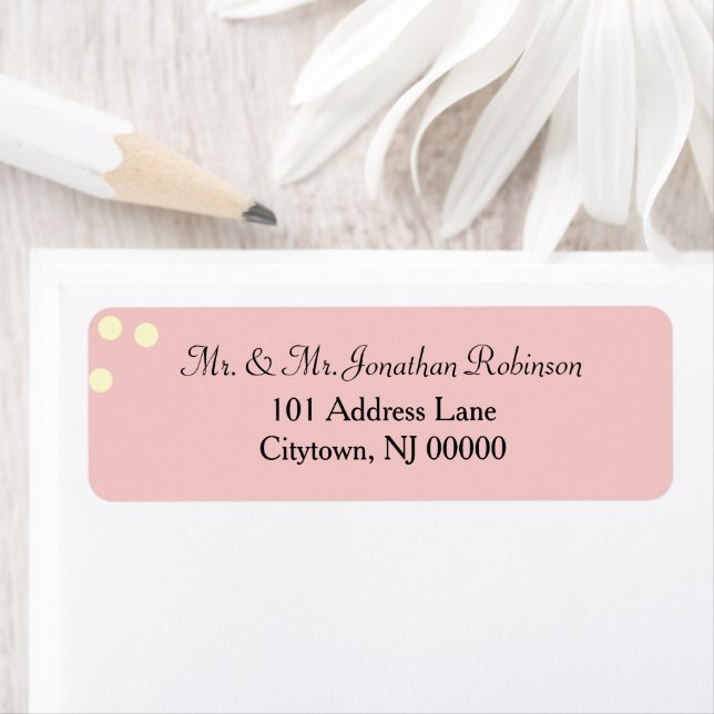 Rose Cream Polka Dots Wedding Label (Insitu)