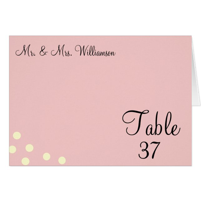 Rose Cream Polka Dotsl Wedding Table Cards (Front Horizontal)