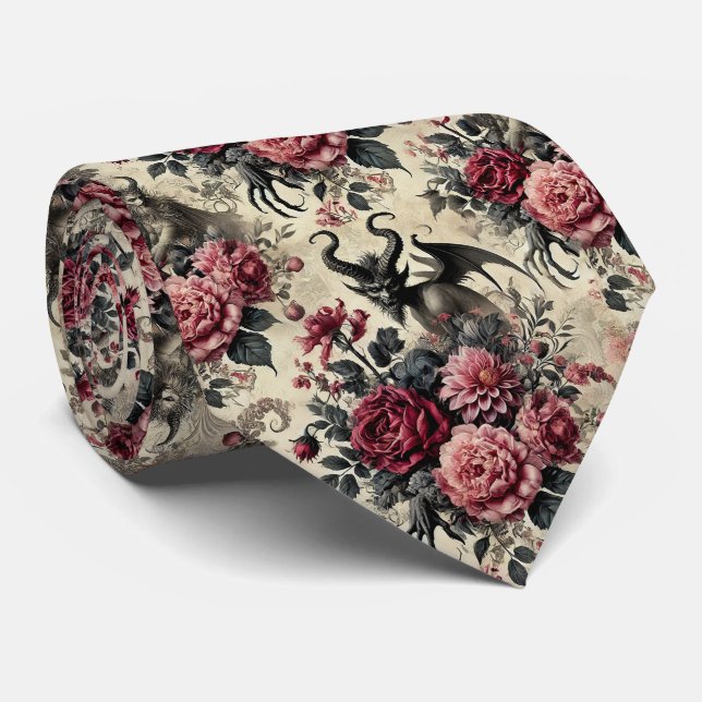 🔥 Rose Crematory – Gothic Victorian  Neck Tie (Rolled)