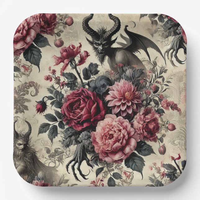 🔥 Rose Crematory – Gothic Victorian Paper Plates (Front)