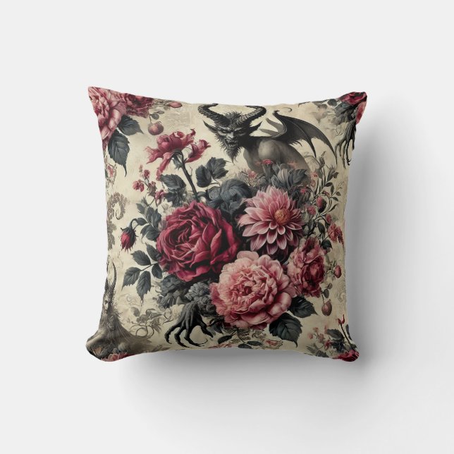 🔥 Rose Crematory – Gothic Victorian Throw Pillow (Front)
