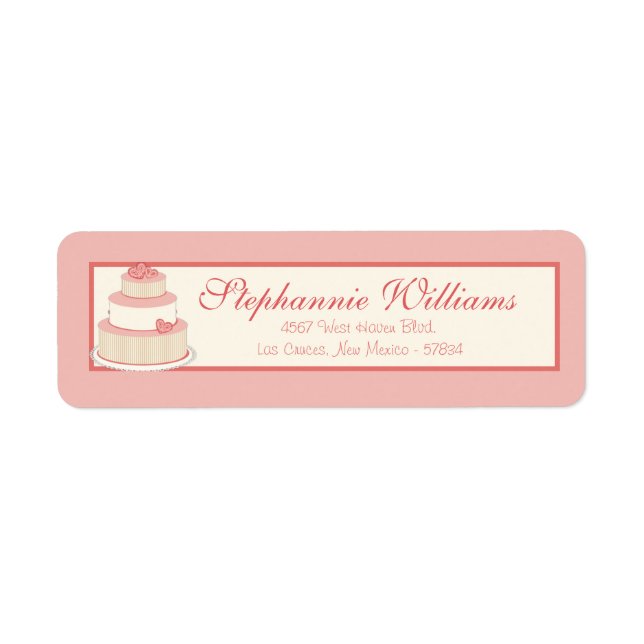 Rose/Creme Wedding Cake Return Address Label (Front)
