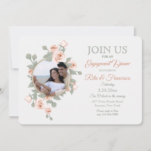 Rose Crescent Photo Invitations (Front)