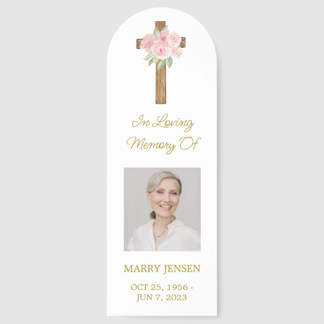 Rose Cross Photo Memorial Bookmark (Front)
