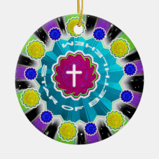 Rose Cross Star of Bethlehem  Ornament (Front)
