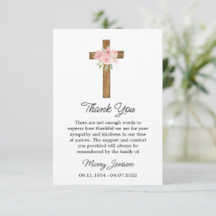 Rose Cross Sympathy Thank You Card