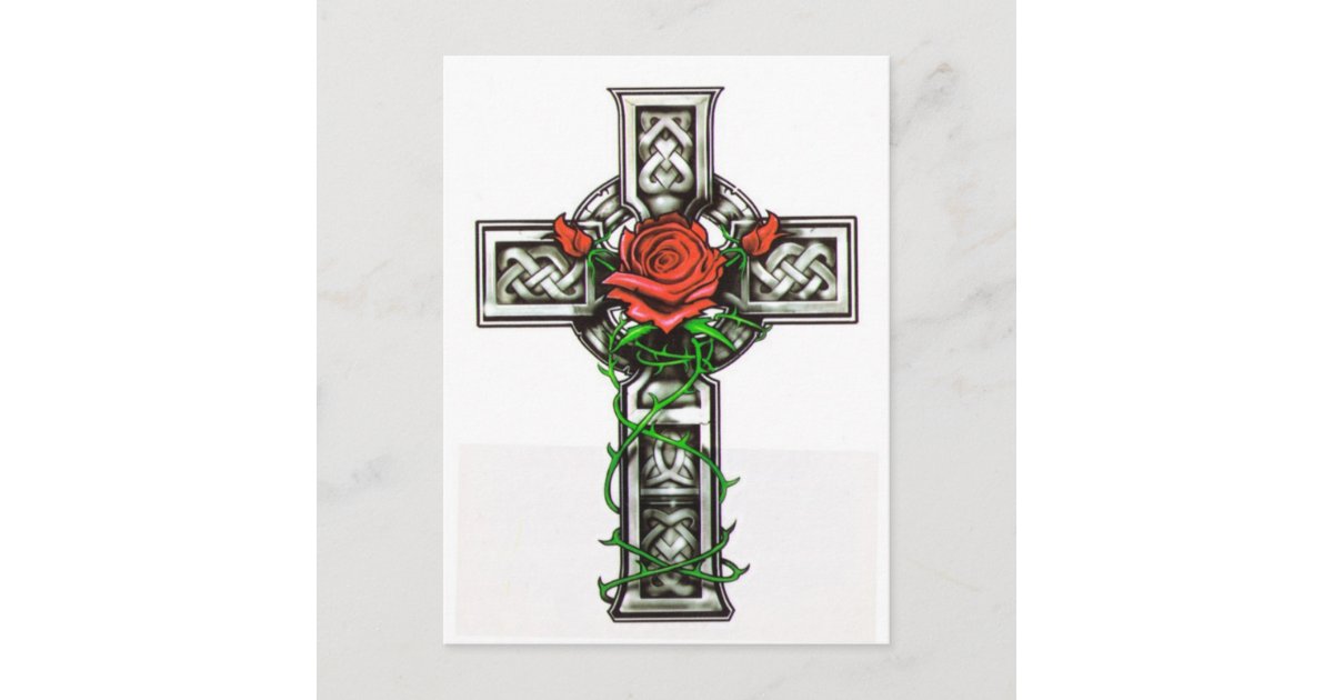 tattoo drawings of crosses with roses