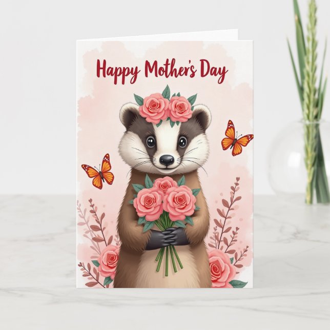 Rose Crown Animal Mothers Day Card (Front)