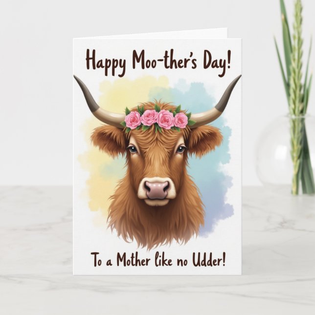 Rose Crown Cow Mothers Day Card (Front)
