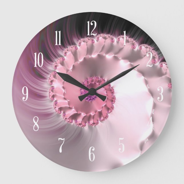 Rose Crystal Fractal Swirl Large Clock (Front)