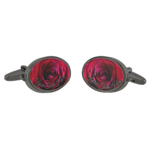 Rose Cufflinks Personalized Red Rose Cufflinks