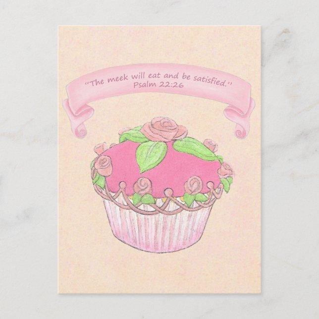 Rose Cupcake~Good Gift Scripture Postcard Print (Front)