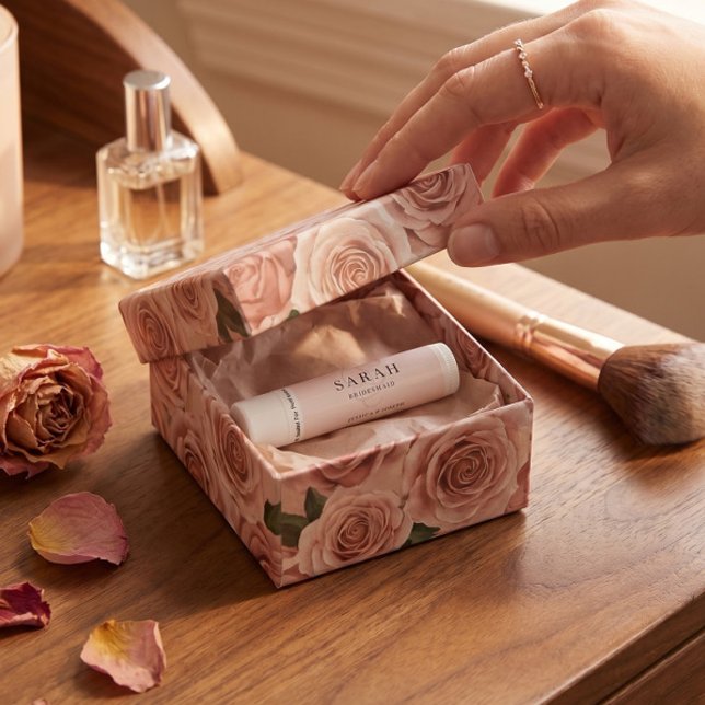Rose Custom Monogram Bridesmaid Gift Box Lip Balm (Creator Uploaded)