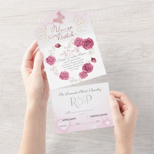 rose custom wedding invitation (Tearaway)
