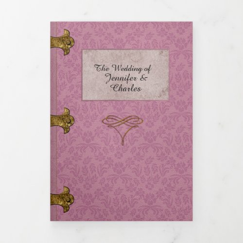 Rose Damask Fairy Tale Wedding Photo Tri_Fold Invitation