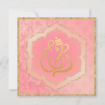 Rose Damask Gold Ganesh Indian Wedding  Invitation