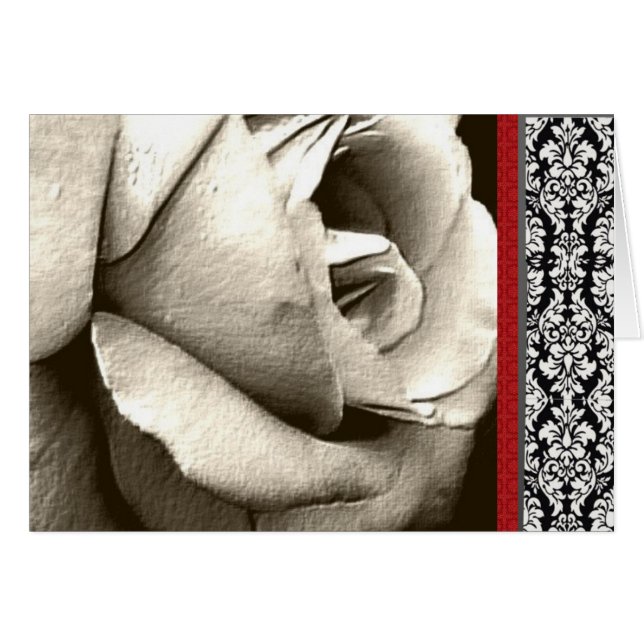 Rose Damask Note Cards (Front Horizontal)