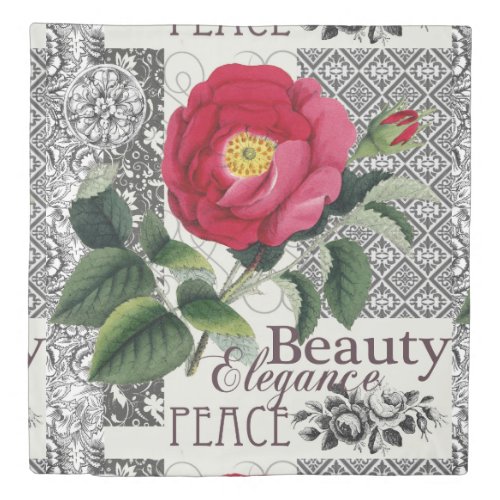 Rose Damask Pretty Floral Antique Duvet Cover