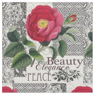 Rose Damask Pretty Floral Antique Fabric