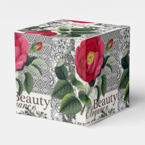 Rose Damask Pretty Floral Antique Favor Boxes