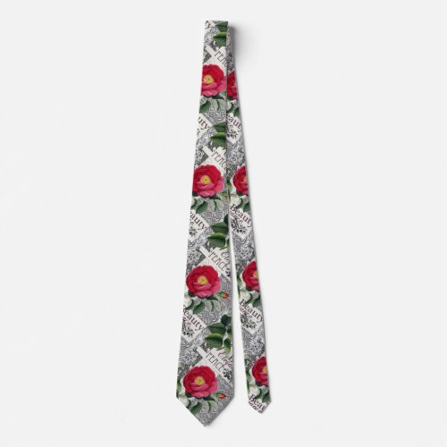 Rose Damask Pretty Floral Antique Neck Tie