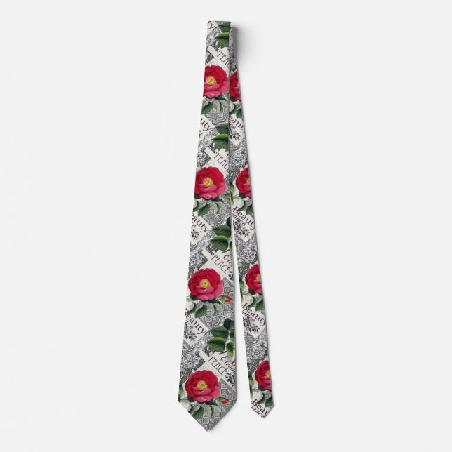 Rose Damask Pretty Floral Antique Neck Tie (Front)