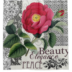 Rose Damask Pretty Floral Antique Shower Curtain