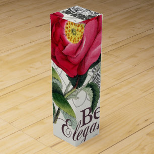Rose Damask Pretty Floral Antique Wine Gift Box