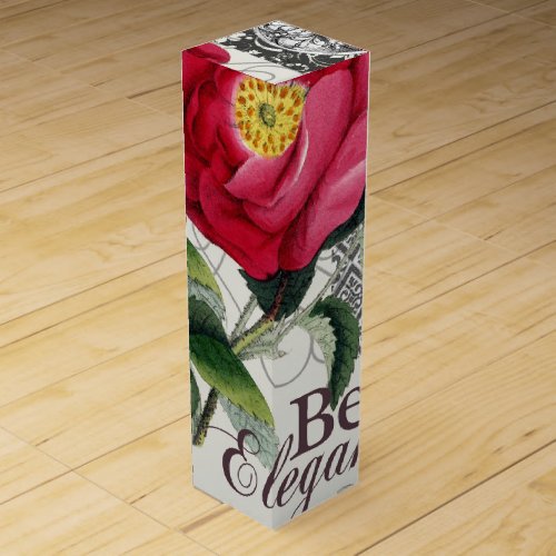 Rose Damask Pretty Floral Antique Wine Gift Box